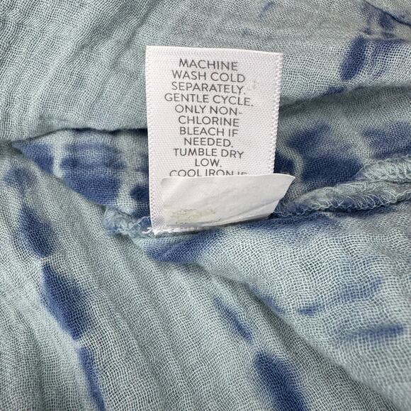 PureJill J.Jill size XS oversized 100% Cotton tunic top blouse blue tie dye boho - Picture 4 of 7